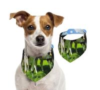Manger des Vaches dans Les pâturages d'été,Bandanas pour Chien, écharpe en Coton, Bavoirs réglables pour Animaux de Compagnie,S