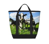 Manger des vaches dans les pâturages d'été,Sacs à lunch isothermes de grande capacité pour femmes et hommes