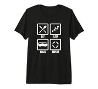 Manger Dormir Bus Répéter Transports publics T-Shirt Haut de Gamme