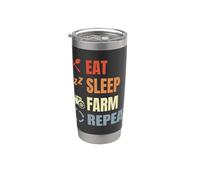 Manger Dormir Ferme Répéter Agriculteur Gobelet isotherme en acier inoxydable double paroi