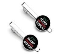 Manger. Dormir. Jouer au snooker. Recommencer. Pinces à cravate pour homme, épingles à cravate, accessoires de costume formel (lot de 2).