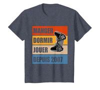 Manger Dormir Jouer Depuis 2007 Idée Cadeau Ado Geek 17 Ans T-Shirt, Enfant, Bleu Chiné, 6 Ans