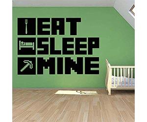 Manger Dormir Mon Jeu Affiche Autocollant Mural Pour Chambre D'Enfant Décoration Murale Minecraft Vinyle Maison Autocollant Chambre Décor 57X77 Cm