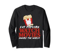 Manger du Popcorn Regarder Films et Ignorer Le Monde Manche Longue
