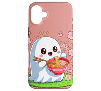 Mangeur de Ramen fantôme Floral Kawaii, Nourriture Halloween Coque pour iPhone 16 Plus