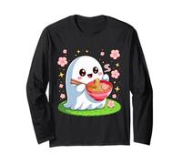Mangeur de Ramen fantôme Floral Kawaii, Nourriture Halloween Manche Longue