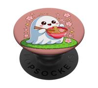 Mangeur de Ramen fantôme Floral Kawaii, Nourriture Halloween PopSockets PopGrip Adhésif