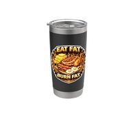 Mangez de la graisse, brûlez les graisses, cétogène, régime carnivore diète paléo Gobelet isotherme en acier inoxydable double paroi
