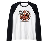 Mangez de la Pizza drôle Thanksgiving - Humour de Dinde hilarant Gourmand Manche Raglan