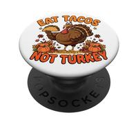 Mangez des Tacos Pas de Dinde Feuilles d'automne Citrouille Fête de Thanksgiving PopSockets PopGrip Adhésif