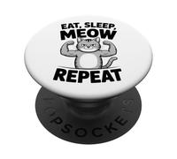 Mangez, dormez, miaulez, répétez PopSockets PopGrip Adhésif