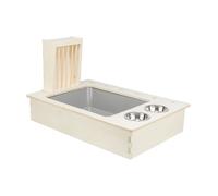 Mangiatoia con ciotole acciaio e vaschetta igienica in legno, 70x41x47cm Trixie