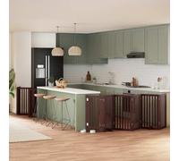 Mangloder 15 pièces Portail pliable en bois de peuplier marron 750 cm Autonome pour l'intérieur et l'extérieur Enclos pour chien avec porte pour la sécurité dans l'appartement, la maison, le jardin