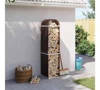 Mangloder Abri à bois de cheminée marron en acier galvanisé 40 x 45 x 170 cm avec crochet mural pour rangement du bois, étagère à bûches de cheminée, étagère à bûches de chauffage, abri à bois, panier