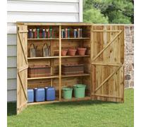 Mangloder Abri à Outils de Jardin en Bois de pin Massif 163x50x171 cm avec Portes Doubles, étagères, Toit en Feutre d'asphalte, idéal pour Rangement extérieur, pelouse, Outils, vélos, mobilier