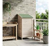 Mangloder Abri de jardin blanc en épicéa massif, 59 x 56 x 113,5 cm, toit asphalte, porte à lamelles, pour outils, tondeuse, vélo, poubelle, extérieur, ordre