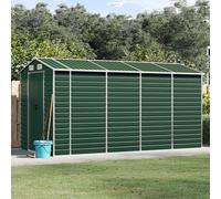 Mangloder Abri de jardin en acier galvanisé vert 191 x 385 x 198 cm, armoire à outils en métal avec toit incliné, 4 ouvertures d'aération, verrouillable pour outils, tondeuse, vélo, rangement