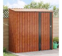 Mangloder Abri de jardin en métal marron - 203 x 85,5 x 200 cm - Abri de jardin résistant aux intempéries - Verrouillable - Toit plongeant pour outils, tondeuse, vélo, poubelle, extérieur