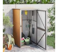 Mangloder Abri de jardin marron en acier galvanisé 88 x 89 x 161 cm, abri de jardin avec toit en pôle et porte coulissante, armoire à outils pour le rangement, le rangement, l'extérieur et l'ordre