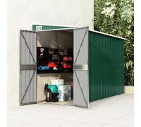 Mangloder Abri de jardin vert 118 x 288 x 178 cm en acier galvanisé avec doubles portes, abri de jardin en métal pour outils, tondeuse à gazon et vélo, rangement protégé contre les intempéries