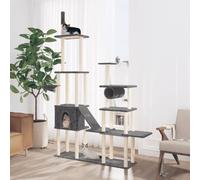Mangloder Arbre à chat en sisal et peluche avec niche, hamac, grotte et plateformes, 166 x 35 x 279 cm, pour intérieur, balcon et coin