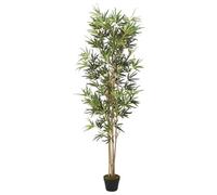 Mangloder Arbre en bambou artificiel 180 cm avec 1104 feuilles, troncs en bambou et fibres textiles, pot rond en plastique pour salon, bureau, balcon, décoration intérieure et extérieure