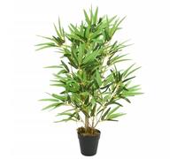 Mangloder Arbre en bambou artificiel, 368 feuilles, 80 cm, vert, fibre textile, tubes en bambou, pot en plastique, plante artificielle pour salon, bureau, balcon, jardin, intérieur et extérieur