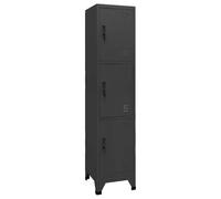 Mangloder Armoire à casiers en Acier Anthracite 38x45x180 cm avec 3 Portes verrouillables, Compartiments ventilés, Porte-étiquettes pour Bureau, vestiaire, Rangement vêtements et Outils
