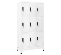 Mangloder Armoire à casiers en Acier Blanc 90x45x180 cm avec 9 Portes verrouillables, Compartiments ventilés, Rangement vestiaire Bureau Chambre Garage Organisation sécurisée