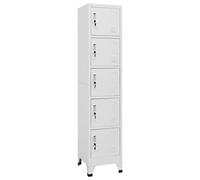 Mangloder Armoire à casiers Gris Clair en Acier 38x40x180 cm avec 5 Portes verrouillables, Compartiments ventilés, Porte-étiquettes, Rangement Bureau, vestiaire, Stockage vêtements et Outils