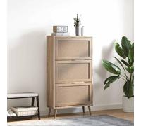 Mangloder Armoire à Chaussures Bali 49A Finori en chêne Sonoma avec Impression de Canne pour Rangement de 12 Paires Meuble Ethnique Facile à Assembler