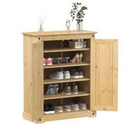 Mangloder Armoire à Chaussures Corona 86x38,5x108 cm en Bois de pin Massif avec étagères, Support de Rangement pour entrée, penderie ou Dressing, capacité 55 kg, Finition Miel Naturel