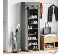 Mangloder Armoire à Chaussures en Tissu Gris 57x29x162 cm avec Housse de Rangement pour 20 Paires, idéale pour entrée, Chambre ou Dressing, Support modulable pour Organiser et optimiser l'espace