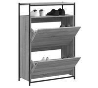 Mangloder Armoire à chaussures, gris Sonoma, 75 x 34 x 112 cm, peu encombrant, avec 2 rabats et étagère, pour couloir, entrée, ordre et rangement des baskets, bottes, pantoufles