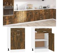 Mangloder Armoire à tiroirs Lyon chêne fumé 50 x 46 x 81,5 cm Bois d'ingénierie Meuble Rangement avec Porte et tiroir pour Cuisine Salle à Manger Salon