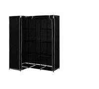 Mangloder Armoire d'angle noire 130 x 87 x 169 cm avec tringle à vêtements, armoire en tissu avec fermetures éclair, peu encombrant, pour chambre à coucher, chambre d'enfant, couloir et dressing