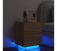 Mangloder Armoire de Chevet en Bois d'ingénierie chêne Sonoma avec 7 tiroirs et lumières LED RVB réglables, Table de Nuit Stable avec connecteur USB, Rangement Pratique pour Chambre, Salon, Bureau