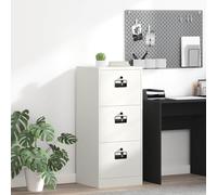 Mangloder Armoire de classement blanche en acier laminé à froid, 45,5 x 42 x 106,5 cm, 3 tiroirs, 3 étagères coulissantes, 3 serrures à came, gain de place pour bureau, rangement avec espace de