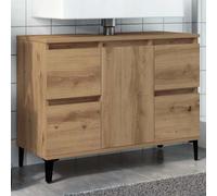 Mangloder Armoire de lavabo en chêne Artisan 80 x 33 x 60 cm avec 4 tiroirs et porte de rangement Meuble de salle de bain Montage mural pour lavabo Rangement cosmétique