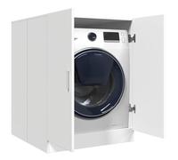 Mangloder Armoire de machine à laver blanche en bois 71 x 71,5 x 91,5 cm avec 2 portes et support mural, armoire de salle de bain pour machine à laver, sèche-linge, accessoires, socle