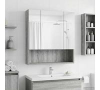 Mangloder Armoire de salle de bain avec miroir Gris Sonoma 60 x 14,5 x 70 cm avec espace de rangement Deux étagères Montage mural pour lavabo de salle de bain et rangement cosmétique