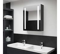 Mangloder Armoire de Salle de Bain avec Miroir LED 50x13x70 cm, Rangement Mural Anthracite, Meuble lavabo avec étagères et Porte, Colonne Suspendue, idéal pour Organisation et aménagement