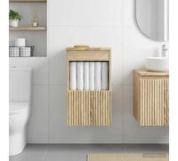 Mangloder Armoire de Salle de Bain Chêne Sonoma 30 x 44,5 x 50 cm Meuble lavabo Vasque Rangement Mural Colonne Porte Etagere idéale pour Organiser Linge Serviette et Produits de Toilette