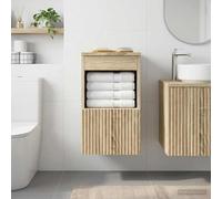 Mangloder Armoire de Salle de Bain en Bois d'ingénierie Chêne Sonoma 30 x 41 x 50 cm avec Rangement, Porte, étagères et tiroirs pour Organisation Efficace des Articles sanitaires