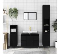 Mangloder Armoire de salle de bain en bois noir 80 x 33 x 60 cm avec 1 compartiment, 4 tiroirs, pieds en fer, porte flexible pour rangement de salle de bain et meuble peu encombrant