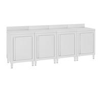 Mangloder Armoire de travail en acier inoxydable 240 x 60 x 96 cm avec pieds réglables et rebord de 10 cm de haut pour restauration professionnelle, restaurant, cuisine, restauration, goûter, cantine