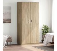 Mangloder Armoire en chêne Sonoma 90 x 52 x 200 cm avec 2 portes, barre de suspension et grand compartiment pour chambre à coucher, couloir, dressing et rangement peu encombrant
