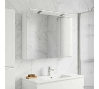 Mangloder Armoire Miroir de Salle de Bain Blanc 100 x 14,5 x 70 cm avec Étagères, Porte, Miroir Réversible, Design Mural, Fonction Rangement, Compatible avec Meuble Lavabo Vasque