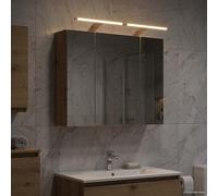 Mangloder Armoire Miroir de Salle de Bain Chêne Artisan 60 x 14,5 x 50 cm avec Rangement Mural, Porte et étagères, Miroir Double Face, idéal pour Organiser Linge
