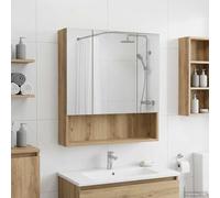 Mangloder Armoire Miroir de Salle de Bain Chêne Artisan 60 x 14.5 x 70 cm avec Étagères Réglables, Miroir Double Face, Design Murale, Rangement Compact, Idéal pour Organiser Cosmétiques et Serviettes